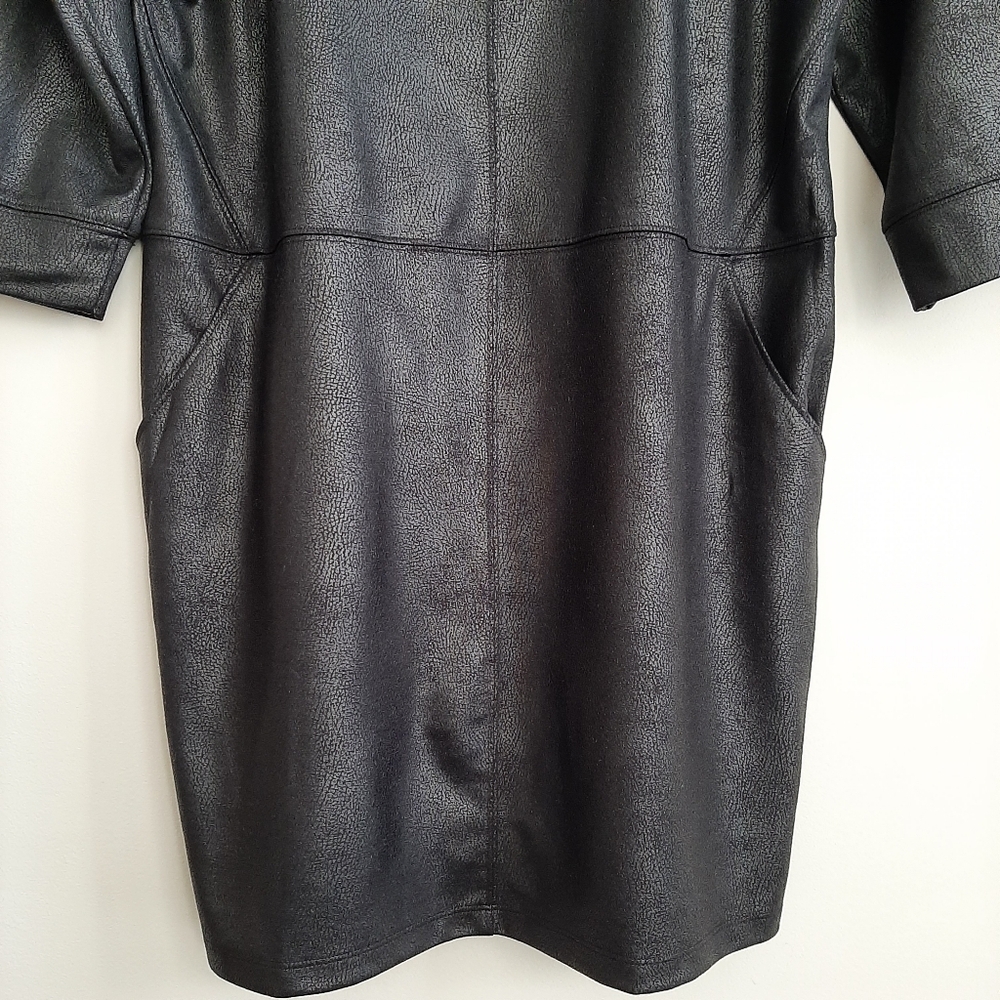 Gabrielle Union Shift Dress Black Leather Look Size Large - Picture 5 of 15